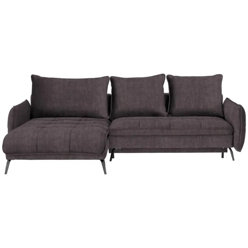 Ecksofa in Flachgewebe Graphitfarben 180/273 cm