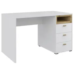 Schreibtisch 120/70/74 cm in Wei&szlig;, Eiche Artisan