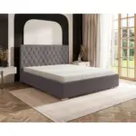 XXXLutz Lauterach - Ihr M&ouml;belhaus bei Bregenz Polsterbett gepolstertes Kopfteil, Lattenrost, Bettkasten Anthrazit 180/200 cm