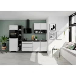 K&uuml;chenblock 280 cm in Wei&szlig; Hochglanz