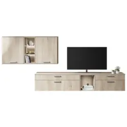 Wohnwand in Eichefarben 330/150/48,5 cm