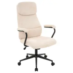 Chefsessel in Webstoff Creme, Schwarz