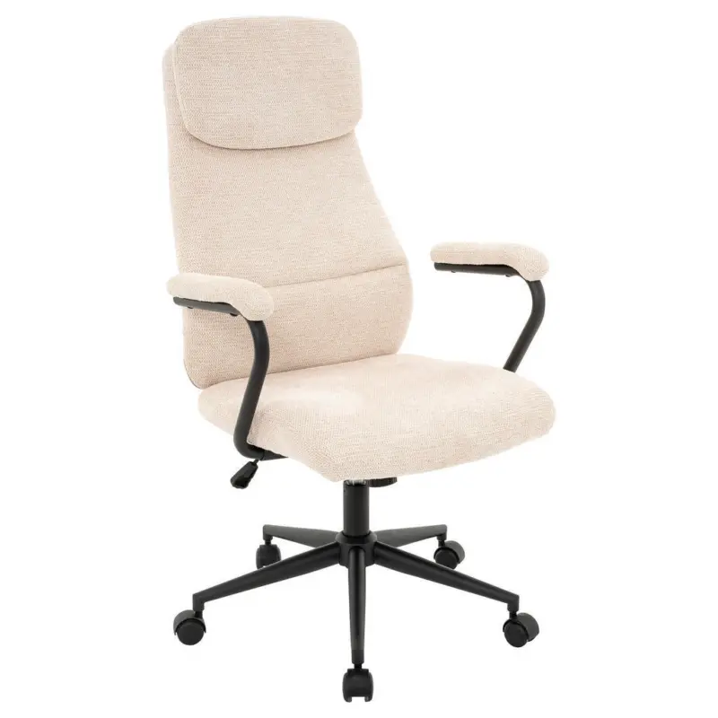 Chefsessel in Webstoff Creme, Schwarz