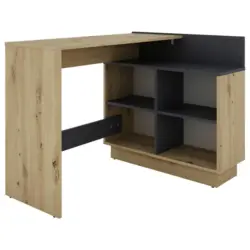 Eckschreibtisch 102/80/77,5 cm in Graphitfarben, Eiche Artisan