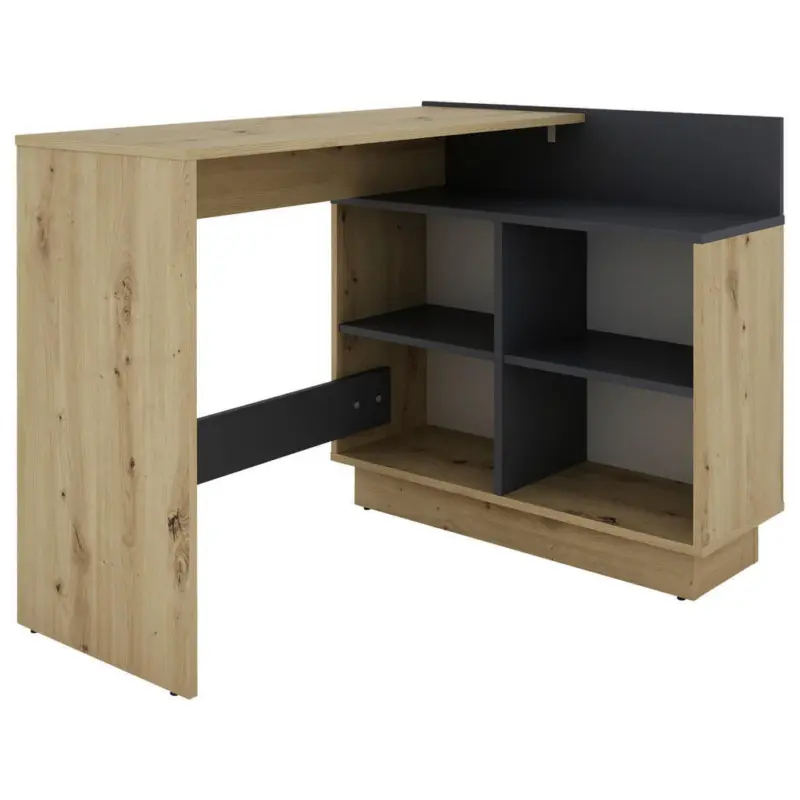 Eckschreibtisch 102/80/77,5 cm in Graphitfarben, Eiche Artisan