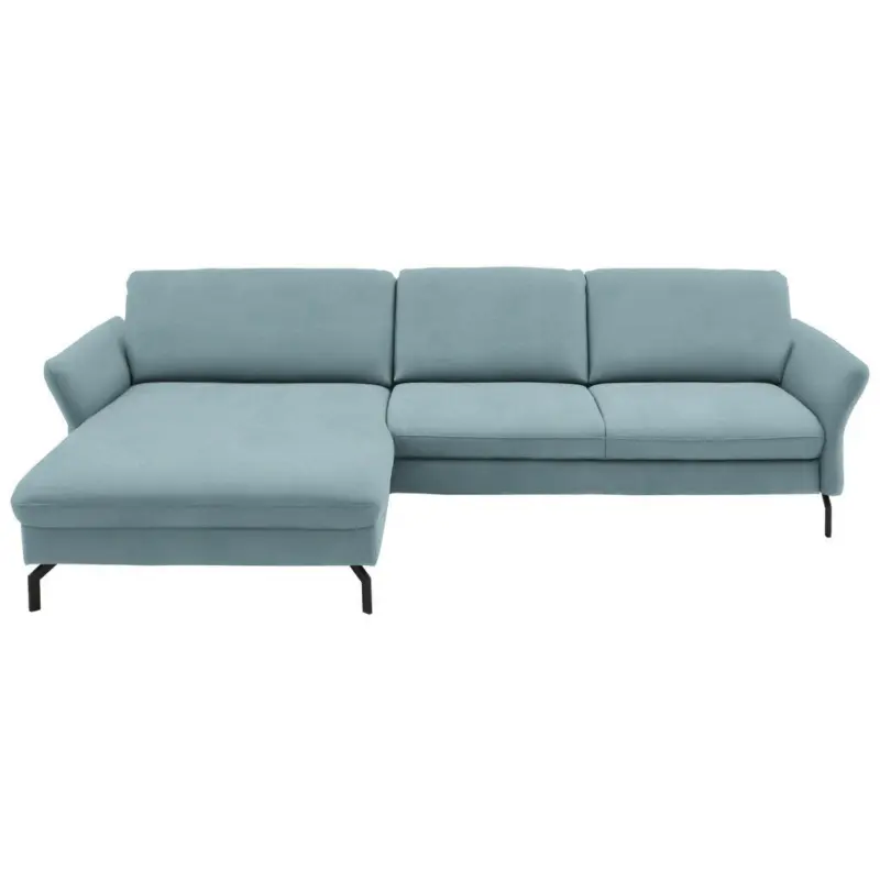 Ecksofa Beldomo System in Velours Hellblau 179/306 cm