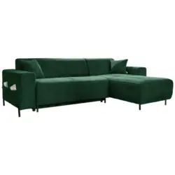 Ecksofa in Cord Dunkelgr&uuml;n 260/165 cm