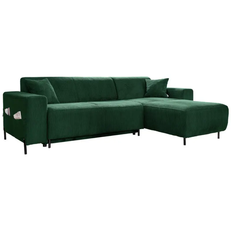Ecksofa in Cord Dunkelgr&uuml;n 260/165 cm