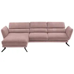 Ecksofa Valdera in Velours Altrosa 153/283 cm