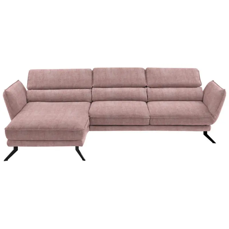 Ecksofa Valdera in Velours Altrosa 153/283 cm