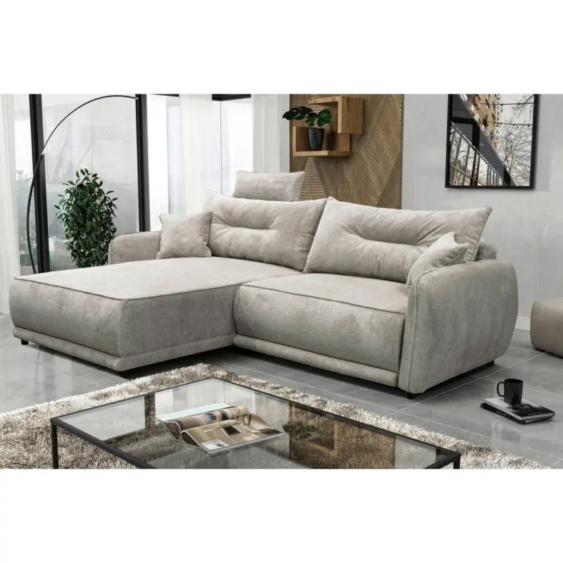 Ecksofa Fresh in Struktur Graubraun 195/264 cm