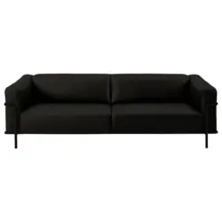 3-Sitzer-Sofa in Echtleder Schwarz