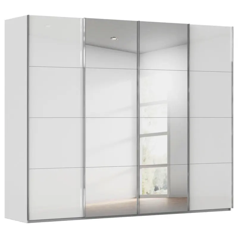 Schwebet&uuml;renschrank in Wei&szlig;, Seidengrau