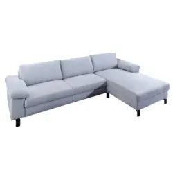 Ecksofa in Velours Hellblau 288/182 cm