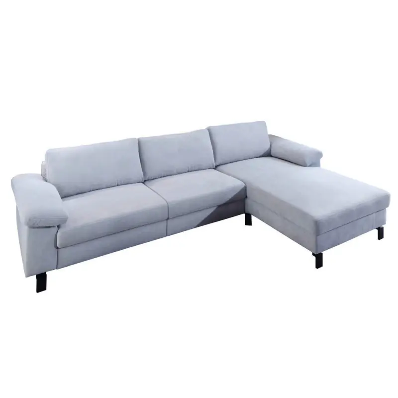 Ecksofa in Velours Hellblau 288/182 cm