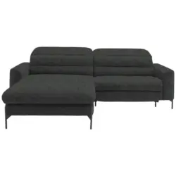 Ecksofa in Flachgewebe Dunkelgrau 191/252 cm