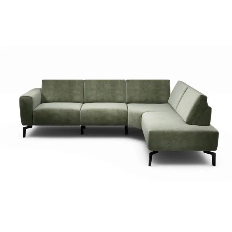 Ecksofa Cosy in Samt Waldgr&uuml;n 256/193 cm