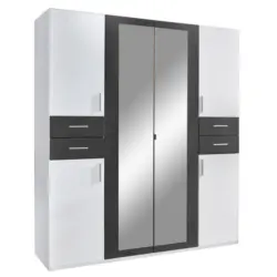 Dreht&uuml;renschrank in Graphitfarben, Wei&szlig;