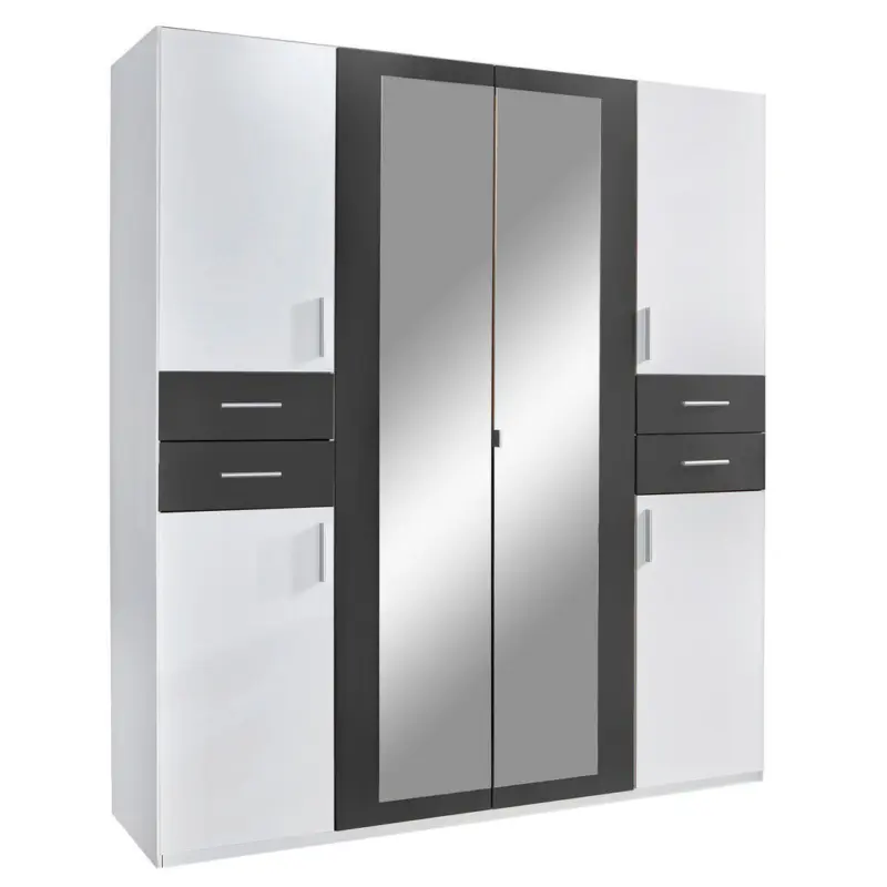 Dreht&uuml;renschrank in Graphitfarben, Wei&szlig;