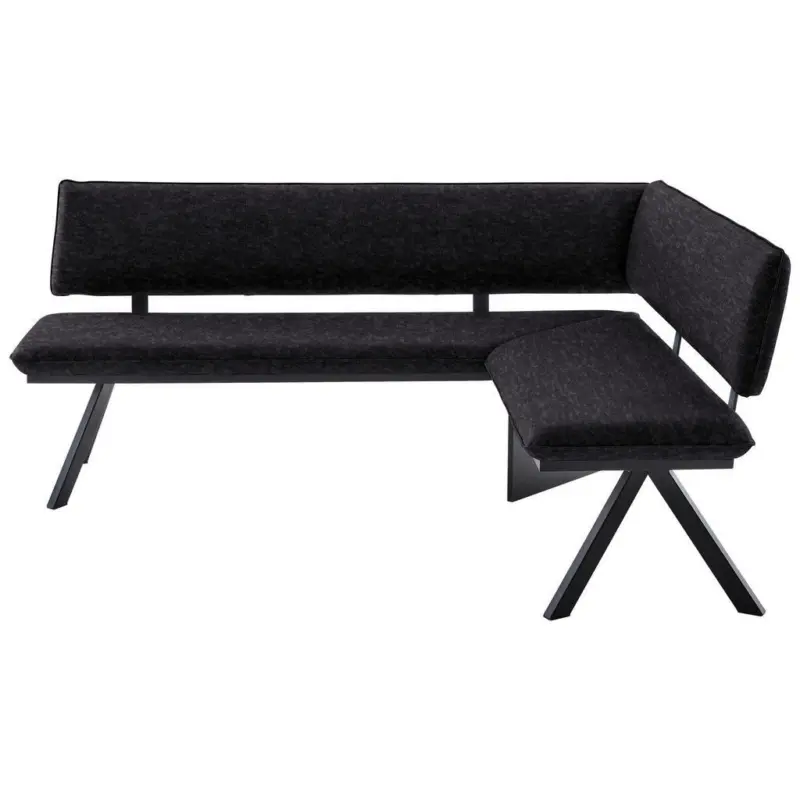 Eckbank 180/140 cm in Anthrazit, Schwarz