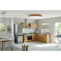 Eckk&uuml;che 210/210 cm in Schieferfarben, Eiche Wotan