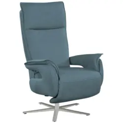 Fernsehsessel in Lederlook (vegan) Blau, Grau