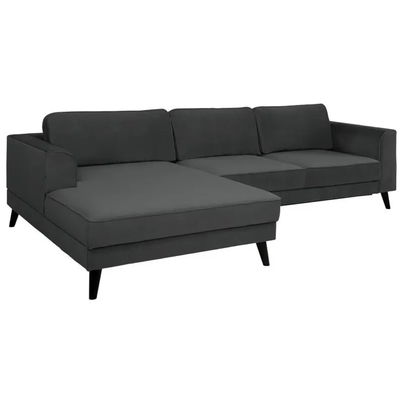 Ecksofa Lumber Jack in Velours Anthrazit 167/277 cm
