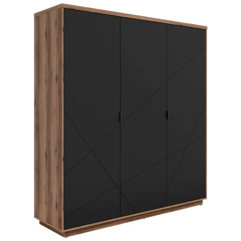 Dreht&uuml;renschrank in Schwarz, Eichefarben