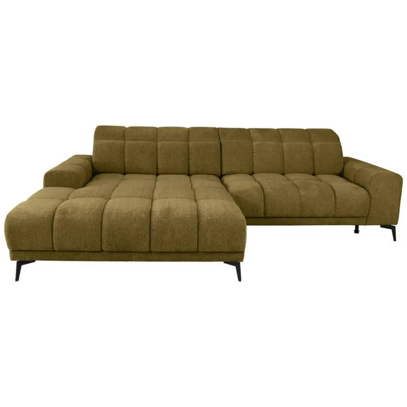 Ecksofa in Chenille Olivgr&uuml;n