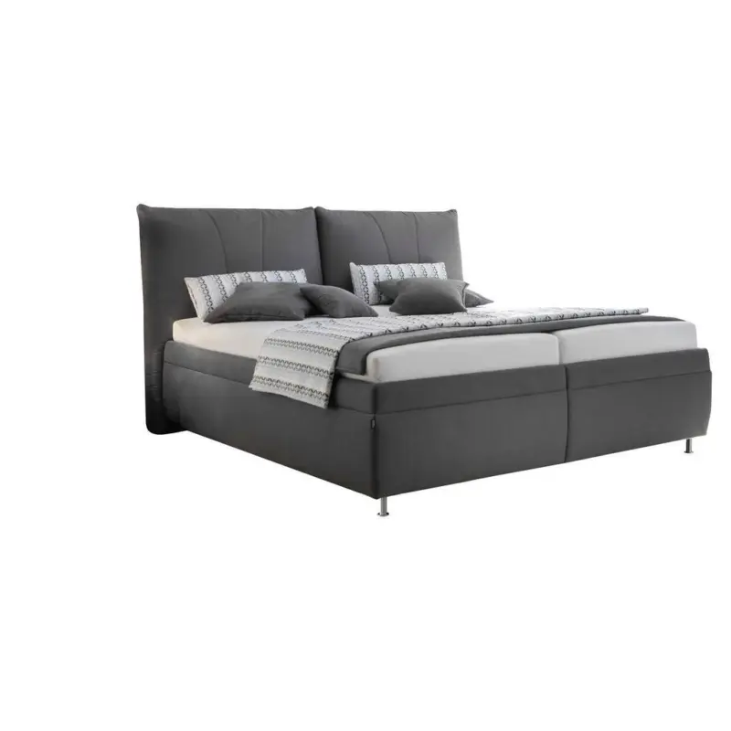 Polsterbett Matratze, gepolstertes Kopfteil, Lattenrost, Bettkasten Dunkelgrau 160/200 cm