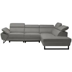 Ecksofa in Echtleder Grau 281/225 cm