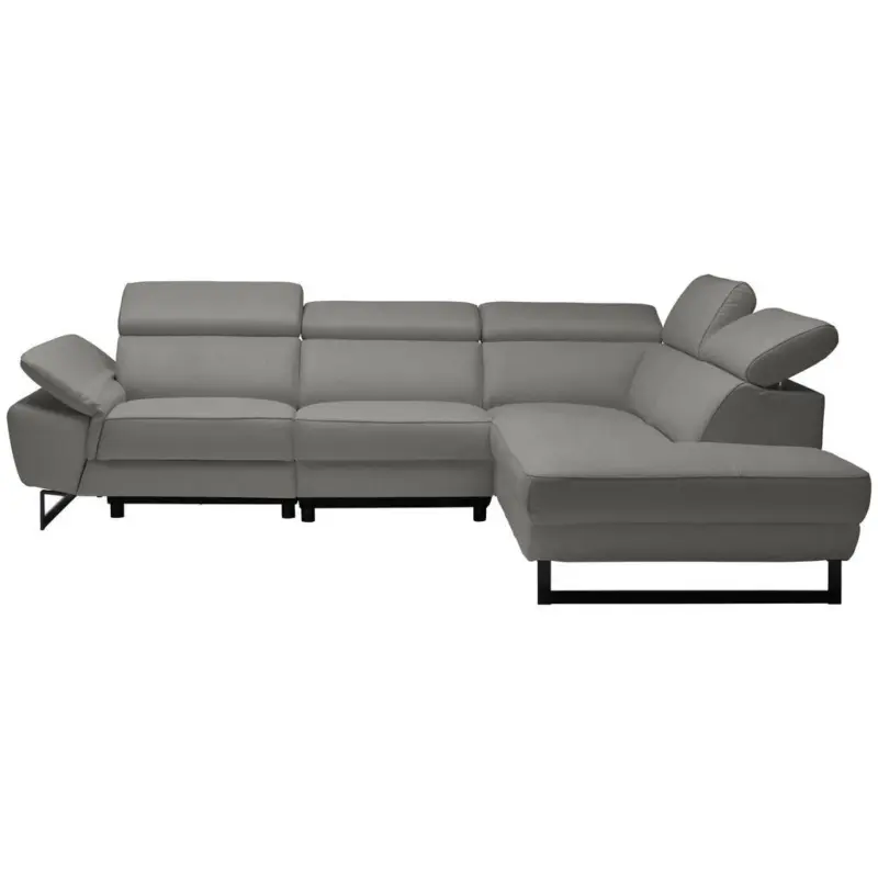 Ecksofa in Echtleder Grau 281/225 cm