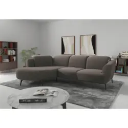 Ecksofa ZOE E in Flachgewebe Schlammfarben 199/309 cm