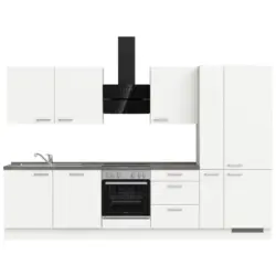 K&uuml;chenleerblock 330 cm in Grau, Wei&szlig;