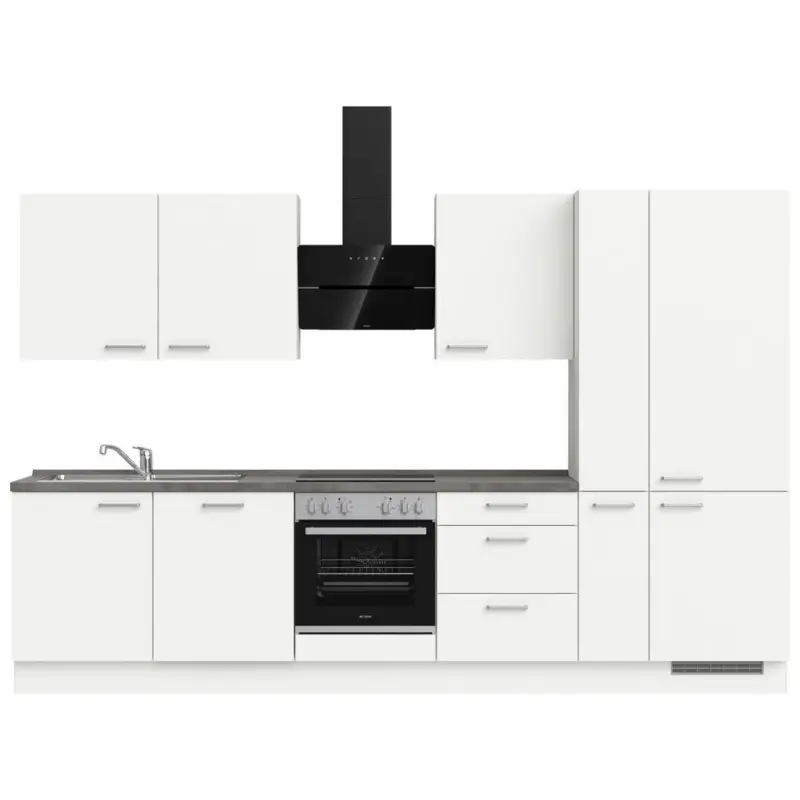 K&uuml;chenleerblock 330 cm in Grau, Wei&szlig;