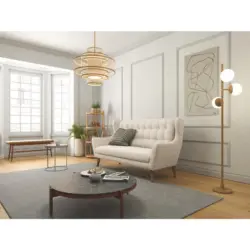 3-Sitzer-Sofa in Webstoff Silberfarben Modern, Landhaus