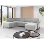 XXXLutz Lauterach - Ihr M&ouml;belhaus bei Bregenz Wohnlandschaft Glendale E in Flachgewebe Silberfarben