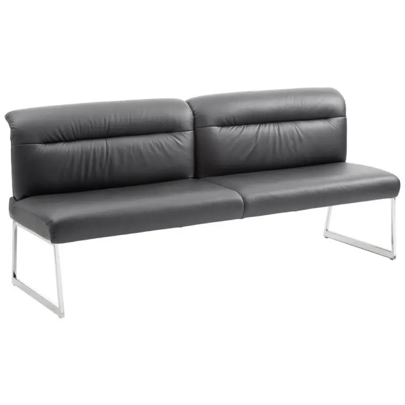 Sitzbank 203/90/74 cm in Schwarz, Edelstahlfarben