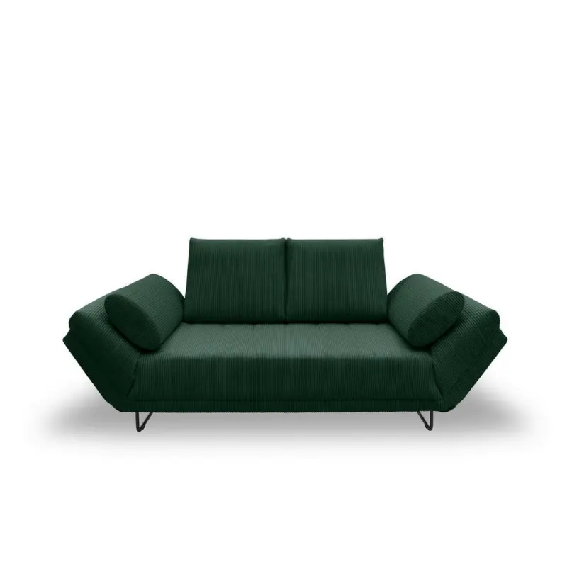 Schlafsofa in Cord, Mikrofaser Dunkelgr&uuml;n