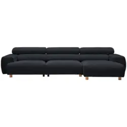 Ecksofa in Velours Anthrazit 329/150 cm