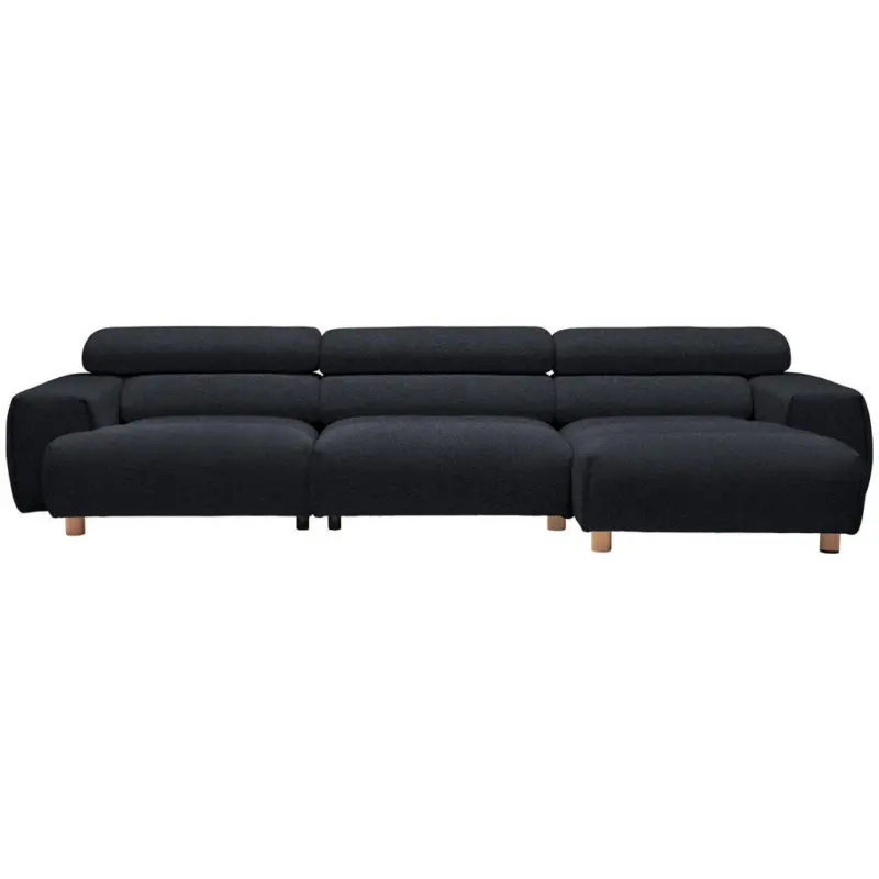 Ecksofa in Velours Anthrazit 329/150 cm