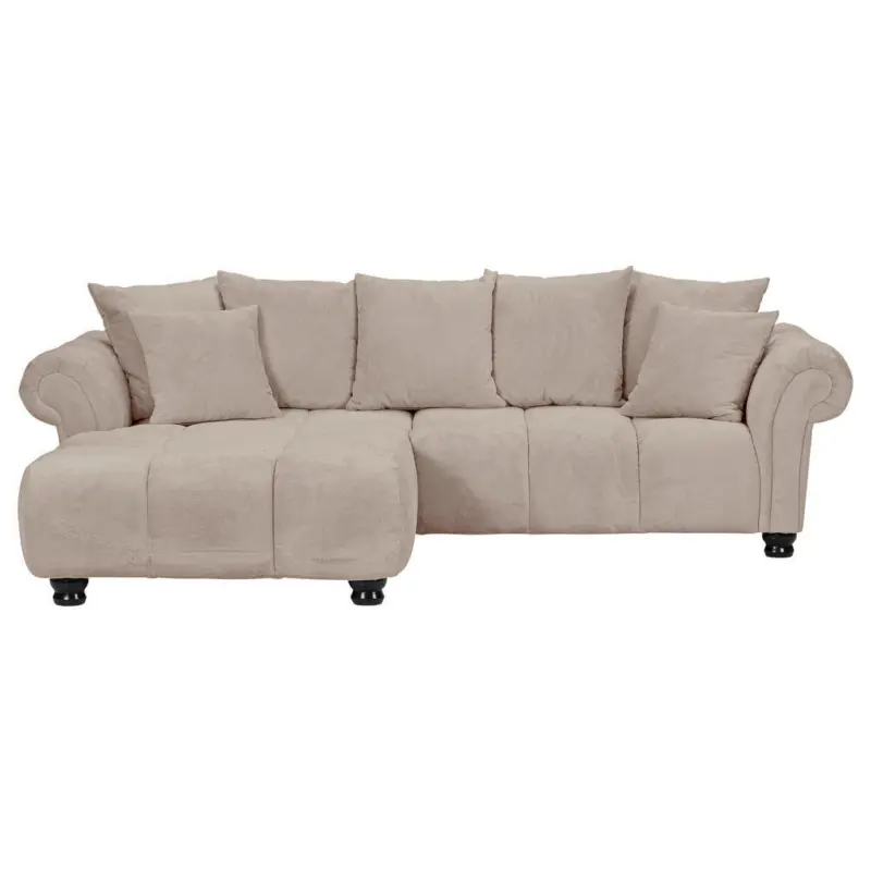 Ecksofa in Pl&uuml;sch Beige 190/288 cm