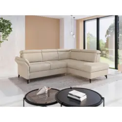 Ecksofa Glendale E in Chenille Sandfarben 247/193 cm
