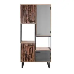 Highboard Grau, Akaziefarben, Hellbraun 88/180/40 cm