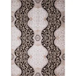 Vintage-Teppich 80/150 cm Eleysa Schwarz, Wei&szlig;, Beige