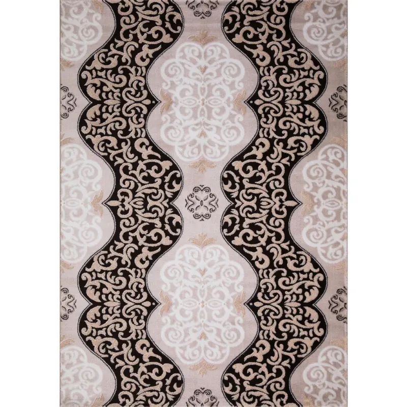 Vintage-Teppich 80/150 cm Eleysa Schwarz, Wei&szlig;, Beige