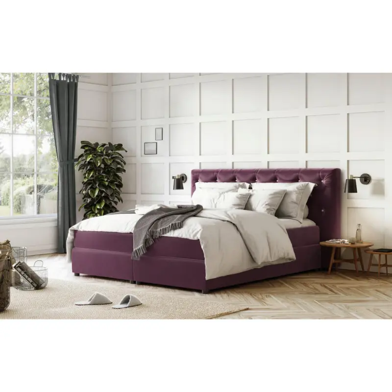 Boxspringbett 180/200 cm in Violett