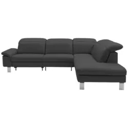 Ecksofa in Echtleder Grau 309/233 cm