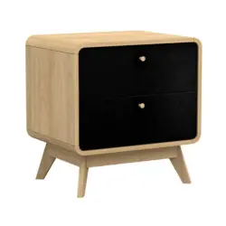 Nachttisch 51/53/39 cm in Schwarz, Eichefarben