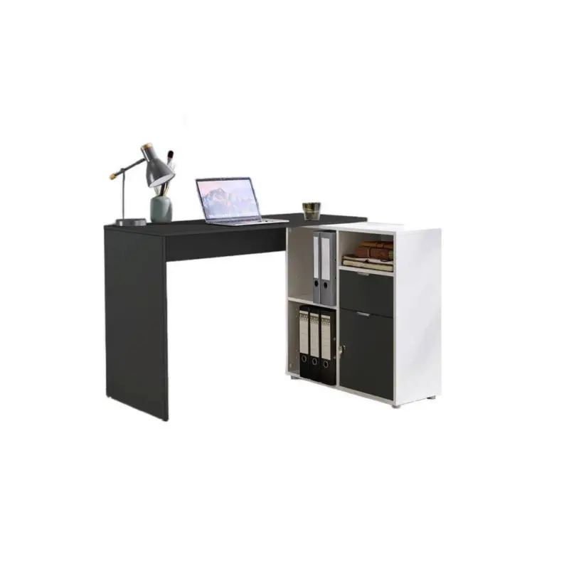 Schreibtischkombination 110/85/74 cm in Anthrazit, Wei&szlig;